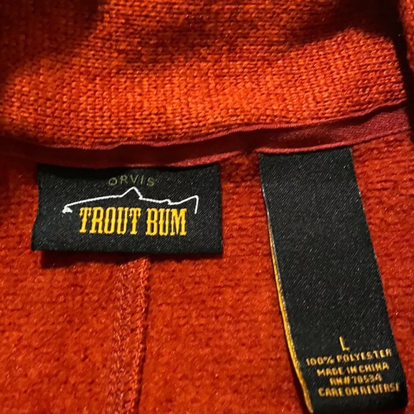 Men’s Orvis Trout Bum Fleece Zip Orange - Picture 3 of 8